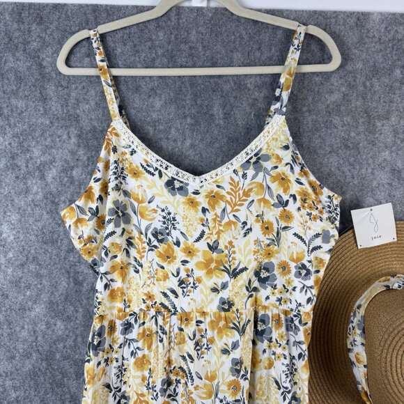 Joie Floral Sundress & Hat Size 12 Mommy and Me Yellow Tiered Cottagecore Beach - Picture 3 of 15